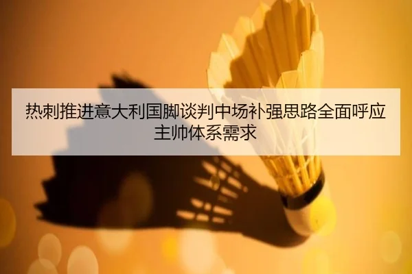 热刺推进意大利国脚谈判中场补强思路全面呼应主帅体系需求
